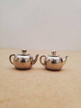 Vintage Godinger Silverplate Teapot Place Card Holders -Set of 2 Place Card